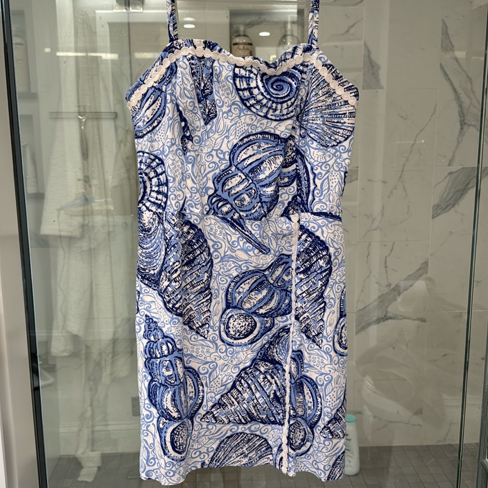 Lilly Pulitzer Blue and White Shell Print Dress